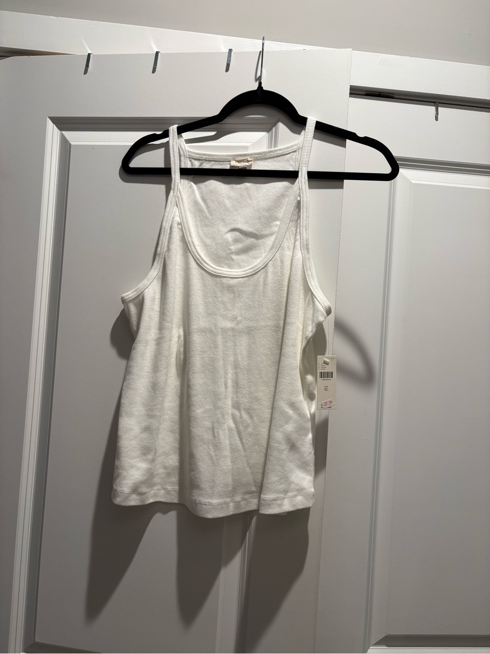 Pilcro White Ribbed Scoop Tank Top